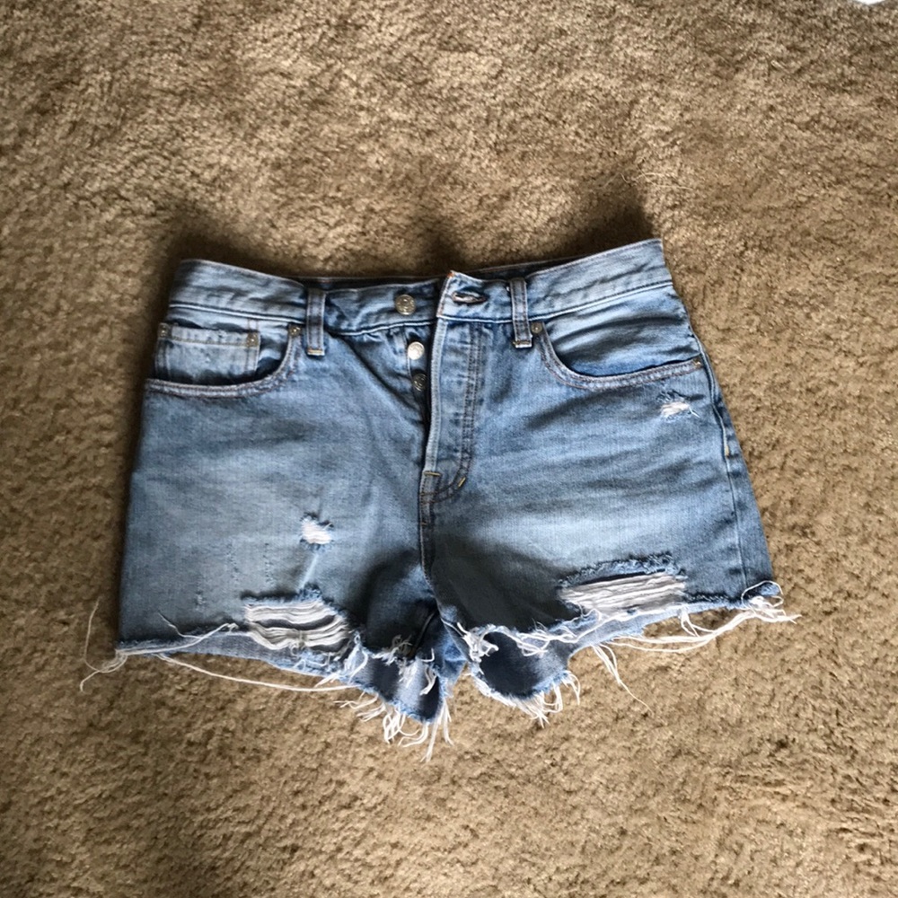 Free people button fly denim shorts